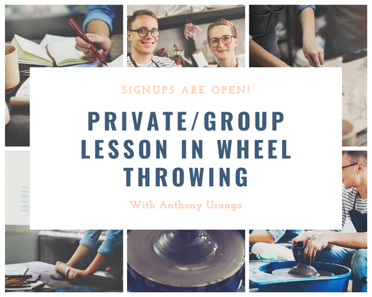 One-on-One, wheel throwing Lesson with Anthony Urango, you can pick a day and time, instead of waiting for a set day and time class